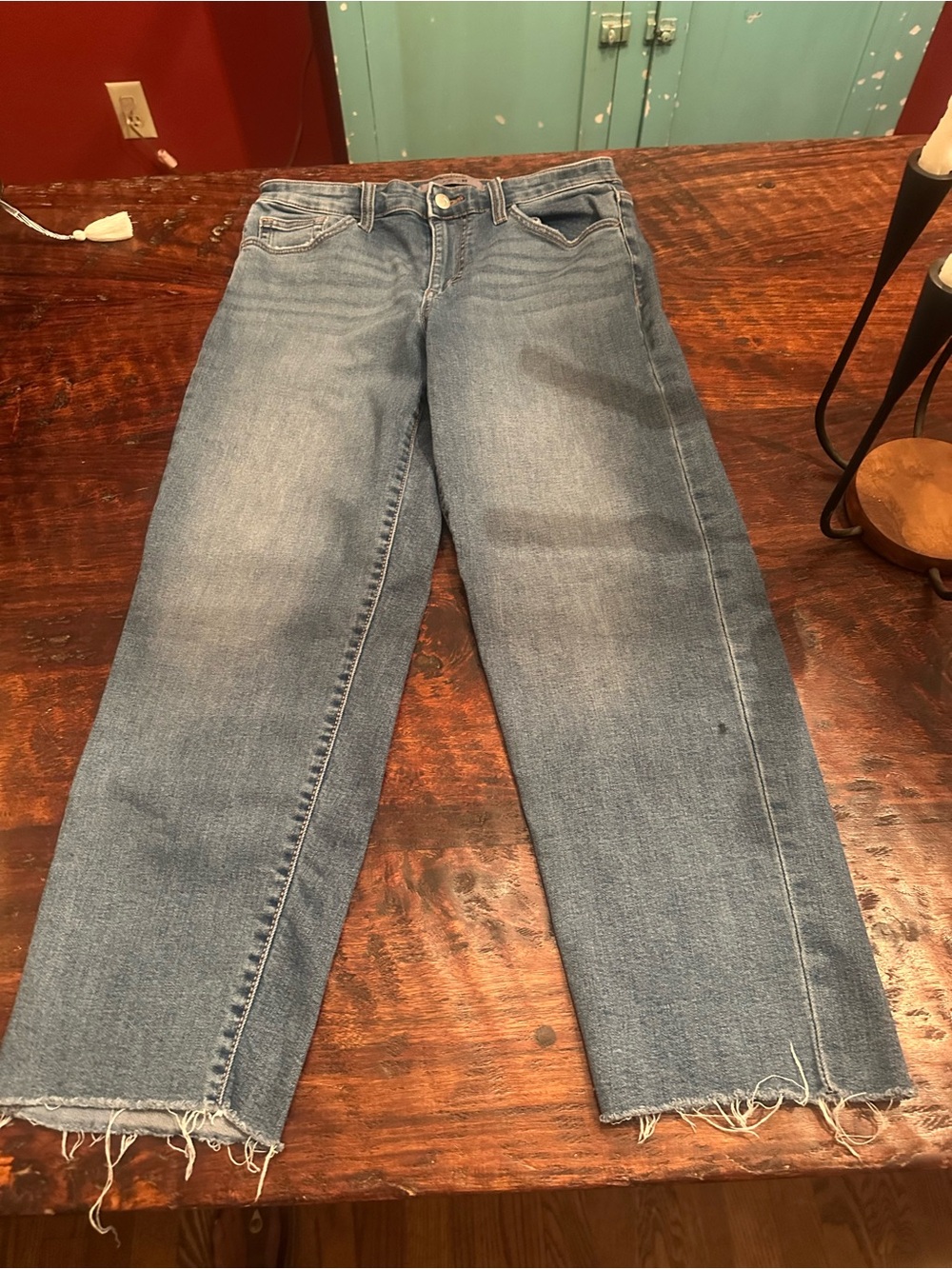 Joe's Jeans Straight Leg Frayed Hem Jeans - Light Blue